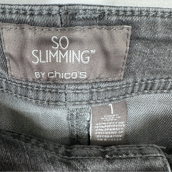 Chicos So Slimming Grey Straight Leg Jeans size 1/8 short - Picture 4 of 6